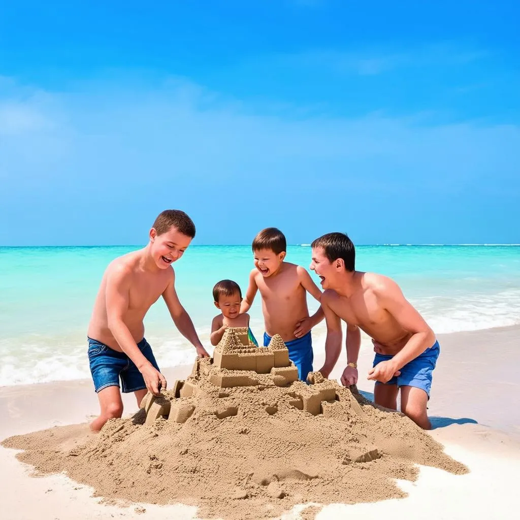 Happy family on the beach